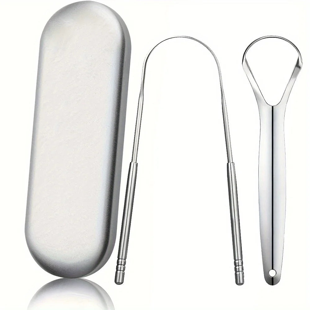 Premium Zungenschaber aus Metall für Erwachsene und Kinder, tragbare Zungenschaber aus Edelstahl, Bürsten zum Entfernen