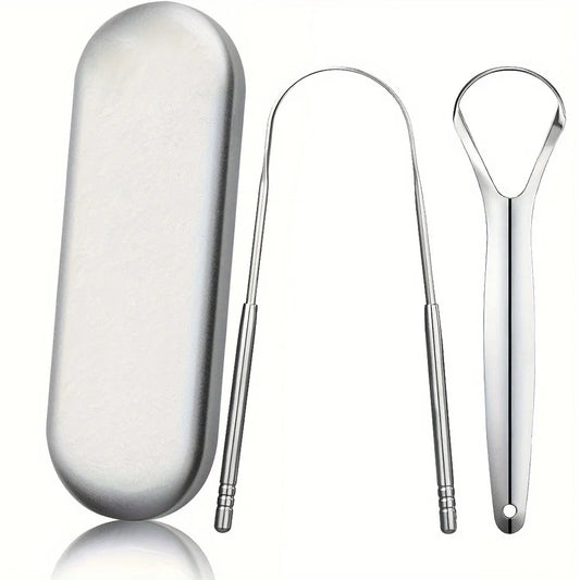 Premium Zungenschaber aus Metall für Erwachsene und Kinder, tragbare Zungenschaber aus Edelstahl, Bürsten zum Entfernen